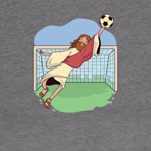 Jesus Saves // Funny Jesus Soccer Cartoon by SLAG_Creative